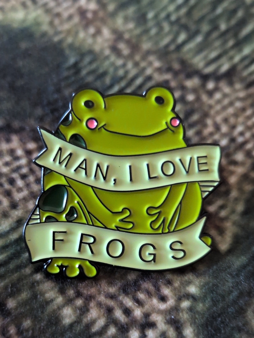 Green Frog Enamel Pin - "Man, I Love Frogs"